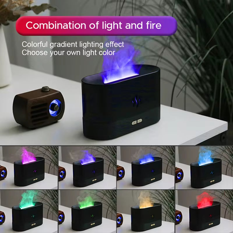 Ultrasonic Cool Mist Aroma Diffuser with LED Flame Lamp and Essential Oil Diffuser