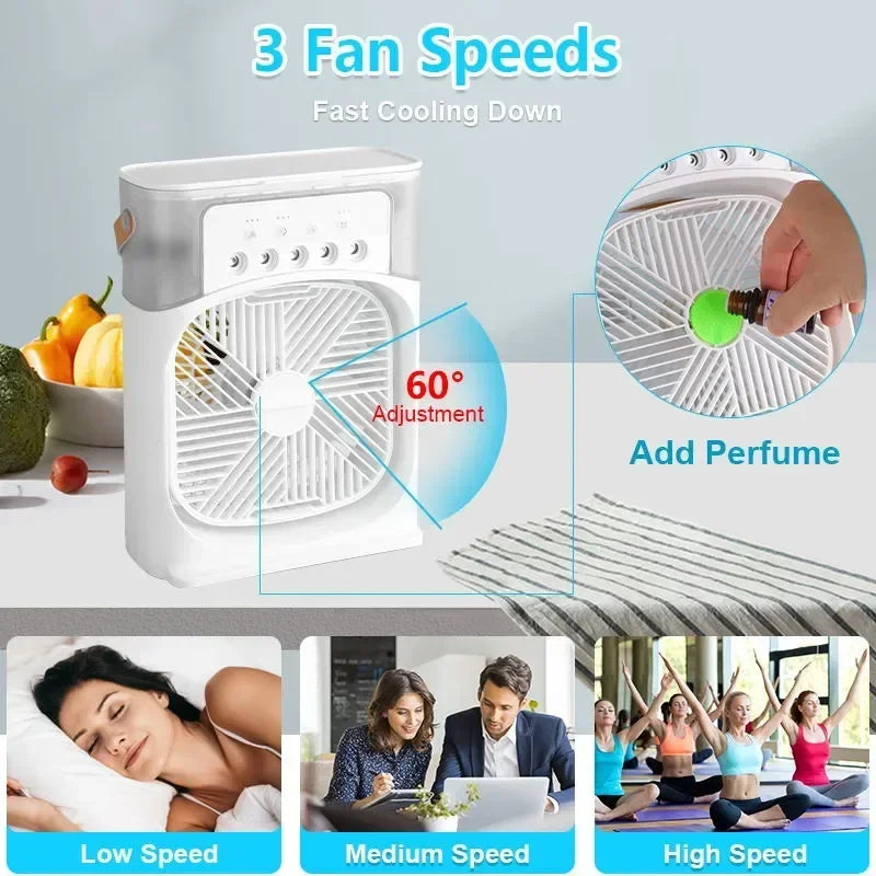 Portable 3-in-1 Air Cooler with LED Night Light and Humidifier